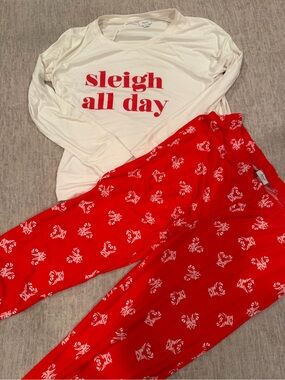 Sleigh All Day Jenni Red & White Pajama Set